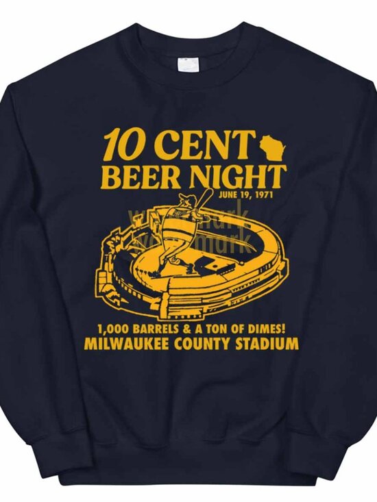 Other - 10 cent beer Night Milwaukee County Stadium crewneck sweatShirt